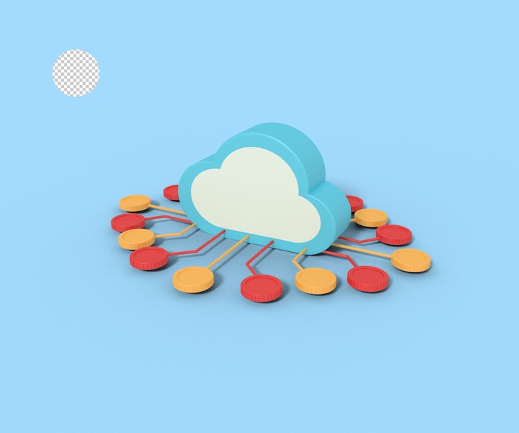 PSD 3d illustration of cloud network