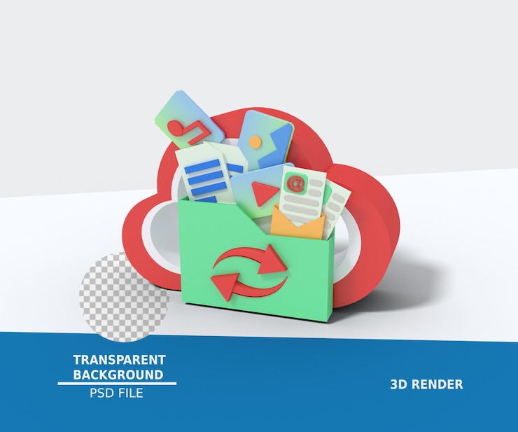 PSD 3d illustration of cloud storage refresh