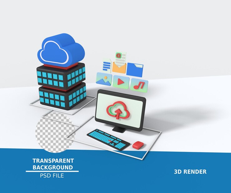 PSD 3d illustration of cloud storage server