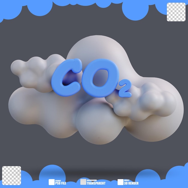 PSD 3d illustration of a cloud with carbon dioxide 4