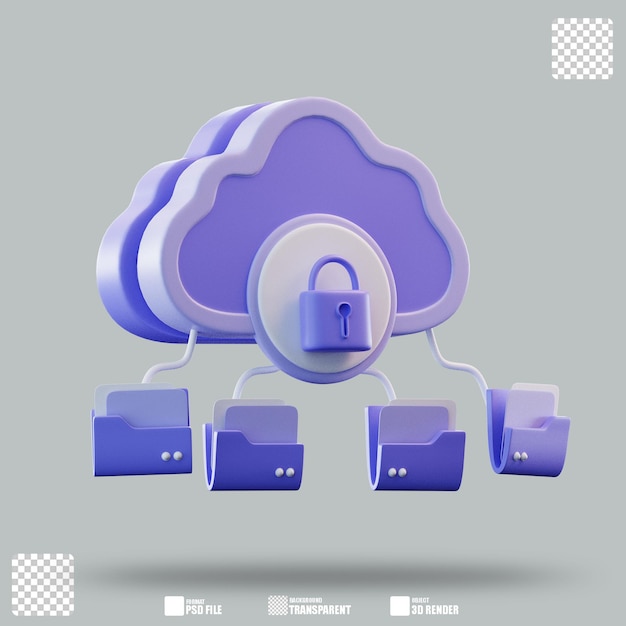 3D-illustration Cloudoverførselssikkerhed 3