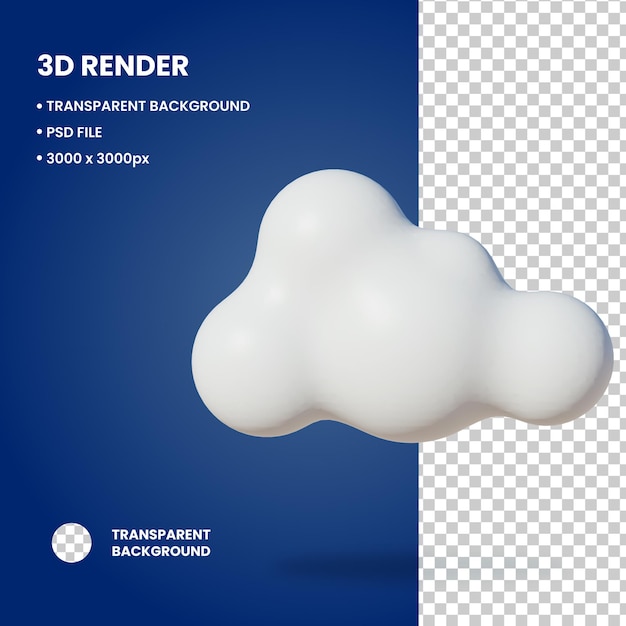 PSD illustrazione 3d nuvole con oggetto