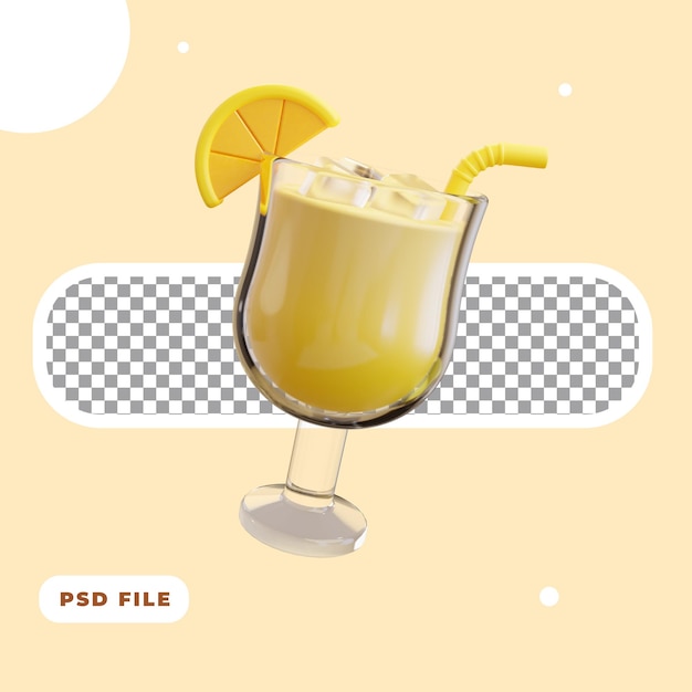 PSD 3d illustration of cocktail icon