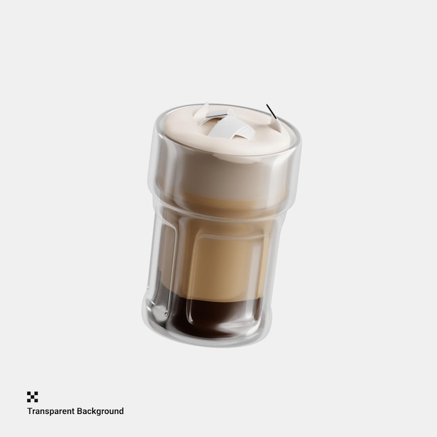 PSD 3d illustration of coconut coffee delight for coffee lover