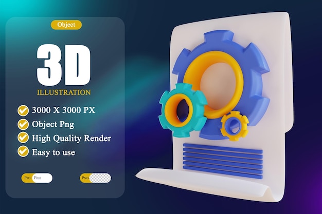 PSD 3d illustration code document 3