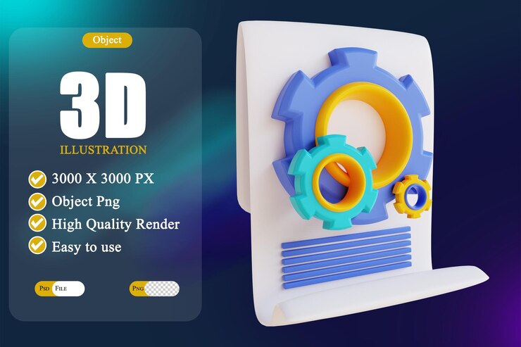 PSD 3d illustration code document