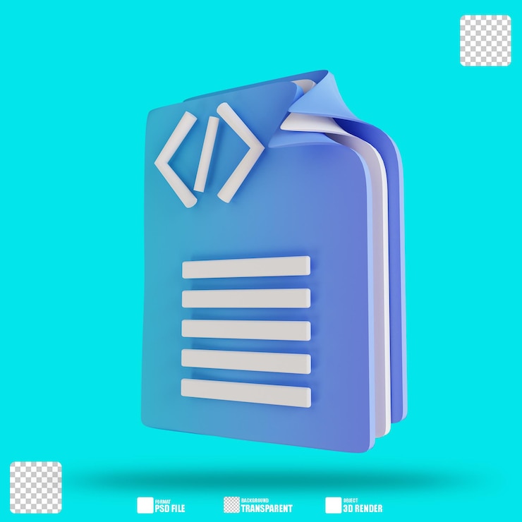 PSD 3d illustration code notes 3