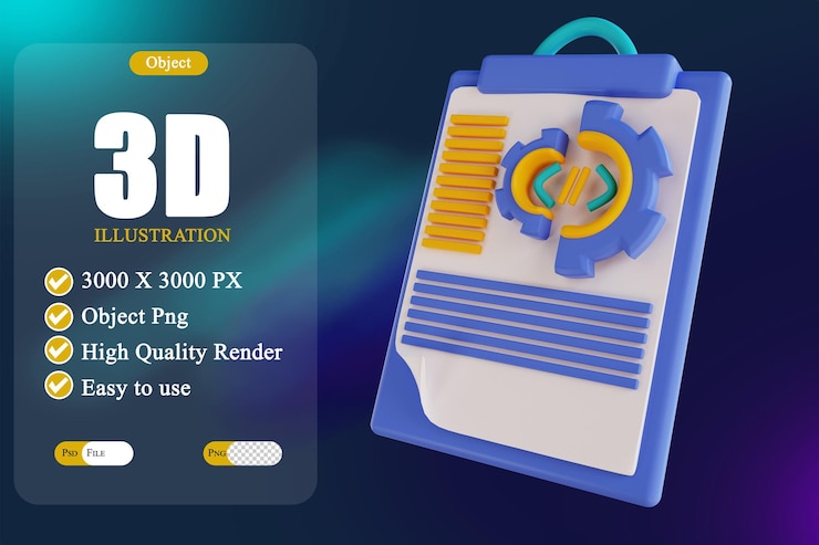 PSD 3d illustration code portfolio