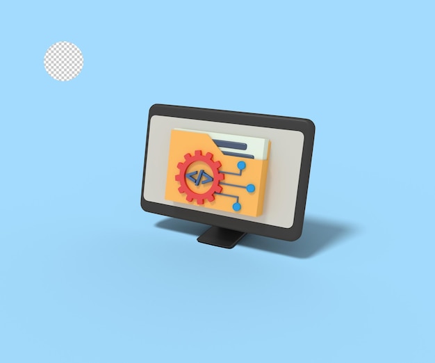 3d иллюстрация папки для хранения приложений для кодирования
