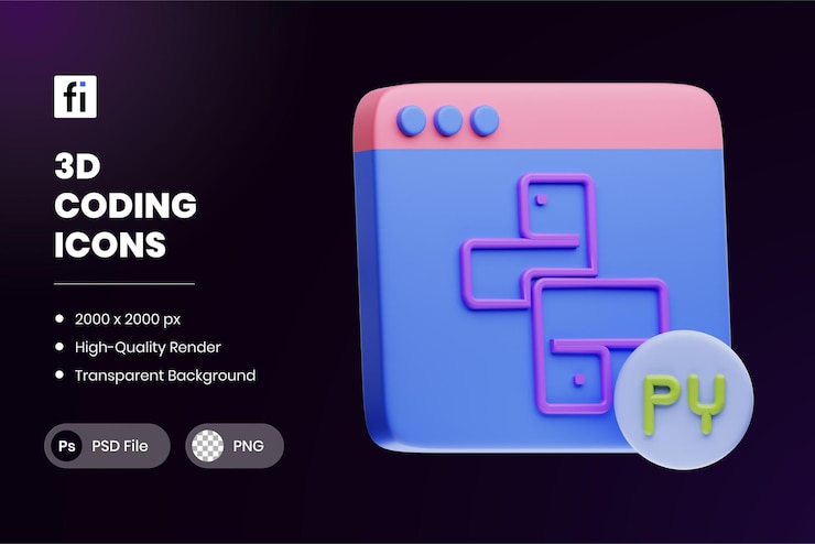 PSD 3d illustration coding python