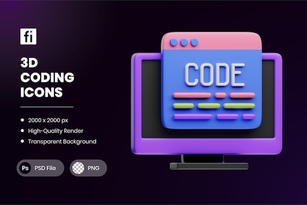 PSD codice sorgente di codifica dell'illustrazione 3d
