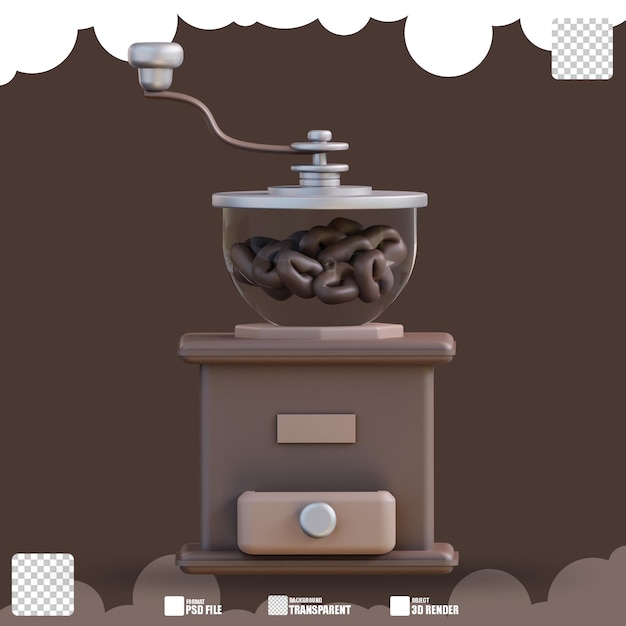 PSD 3d illustration coffee mill 3