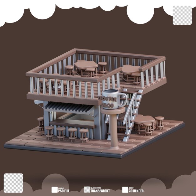 PSD 3d illustration coffee shop 2