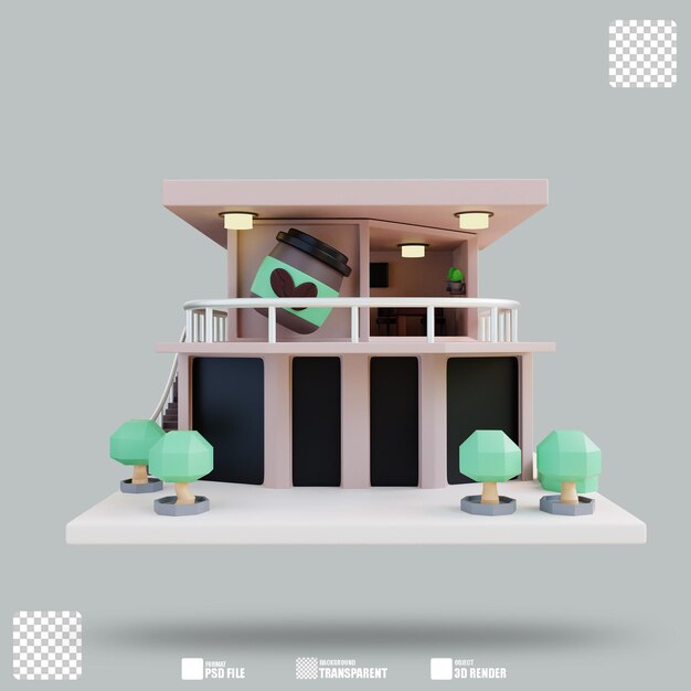 3d illustration coffee shop 2