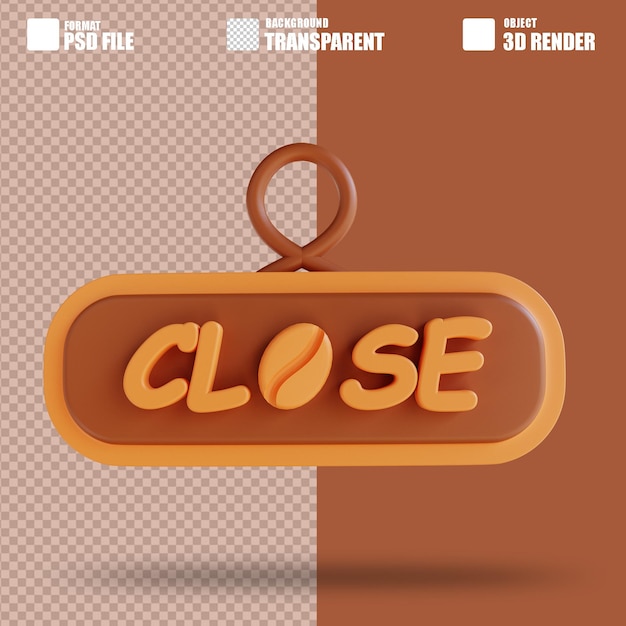 3d illustration coffee shop close 3