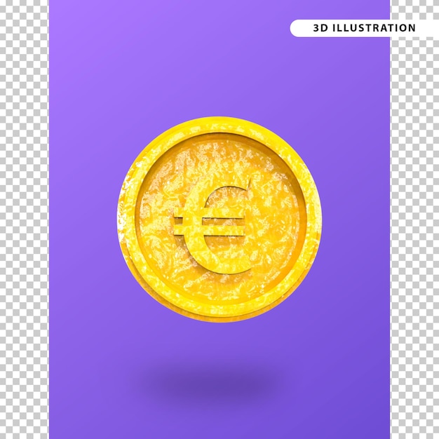 3d illustration of coin euro icon