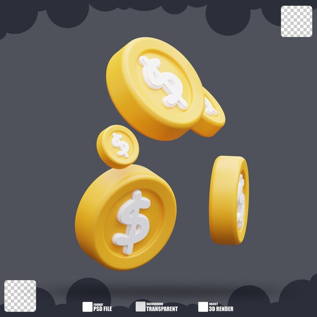 3d illustration coin flow
