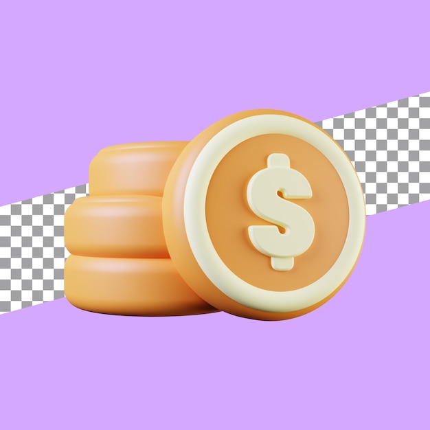 3d illustration of coin icon