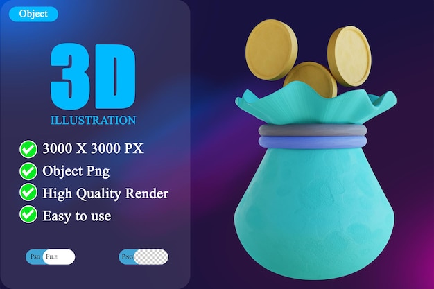 Мешочек для монет с 3d иллюстрацией 4