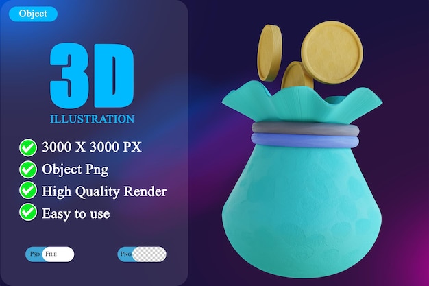 3d illustration coin pouch 6