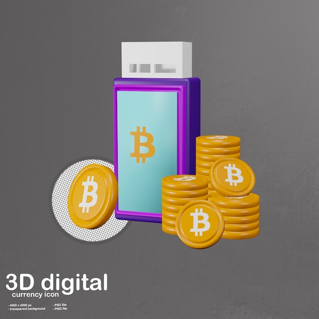 PSD 3d 일러스트레이션 콜드 월 크립토 아이콘