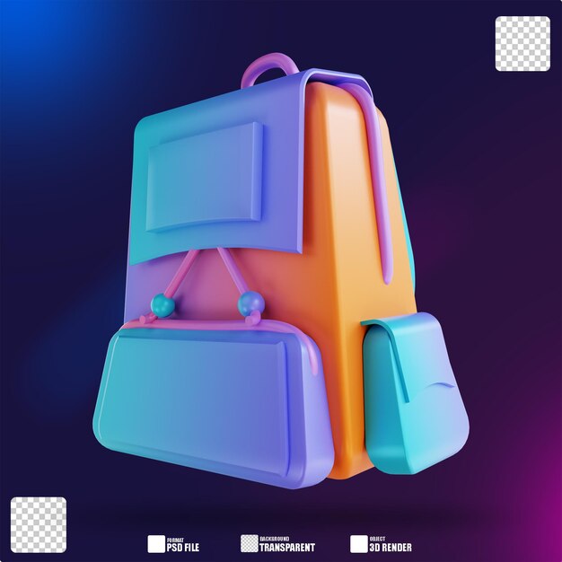 3D illustration colorful backpack 2