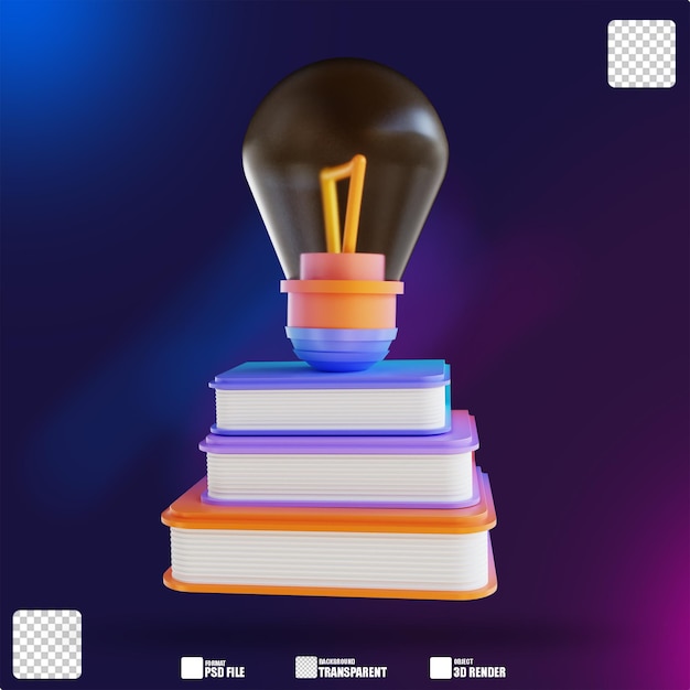 3d illustration colorful book and lamp 3