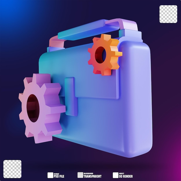 3D illustration colorful briefcase 3