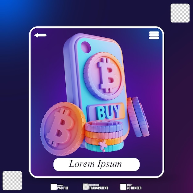 3d illustration colorful buy bitcoin 2