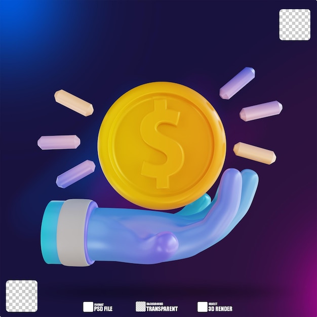 3D illustration colorful hand and money