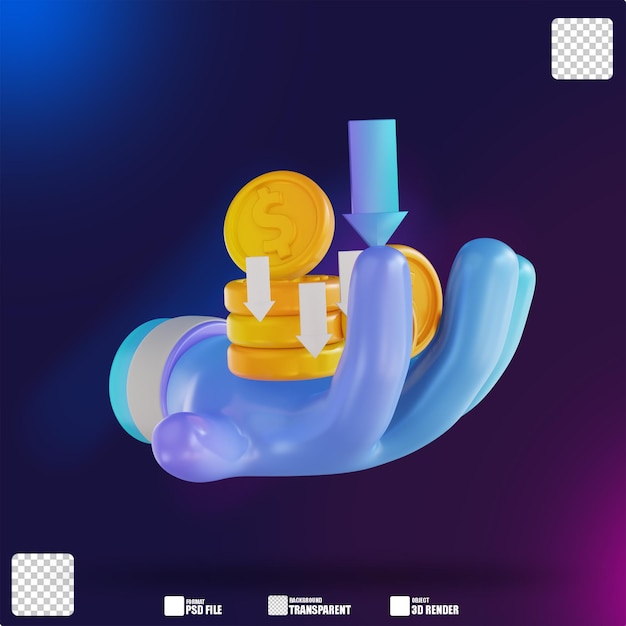 3d illustration colorful hand and withdraw money 3