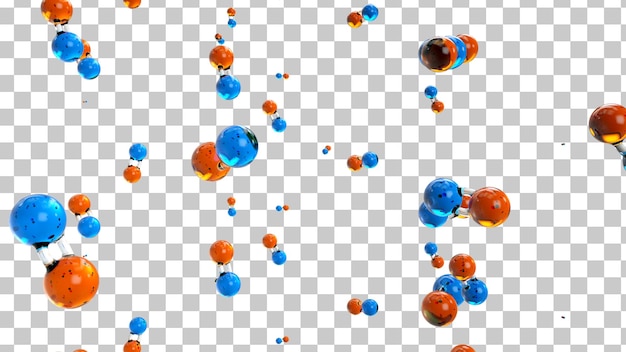 PSD 3d illustration of colorful hydrogen h2 molecule model.