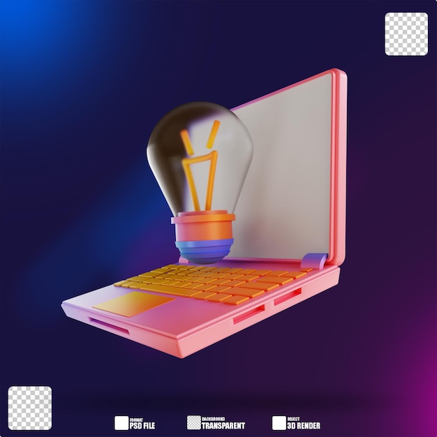 3d illustration colorful lamp and laptop 2