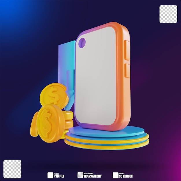 3D illustration colorful mobile money withdrawal 2