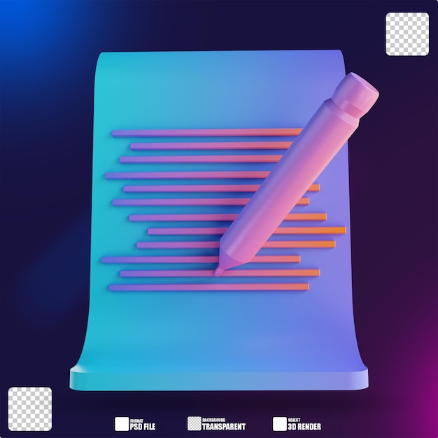 PSD 3d illustration colorful note sheet