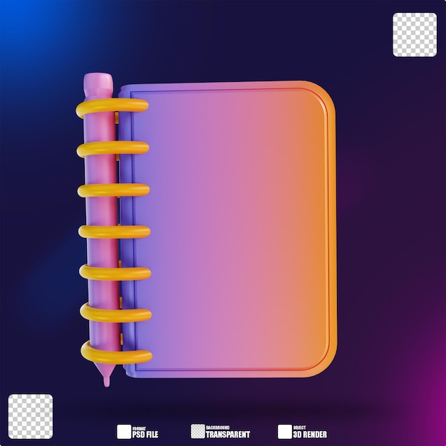 3D illustration colorful notebook