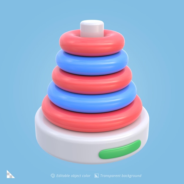 3d illustration of a colorful stacking rings toy