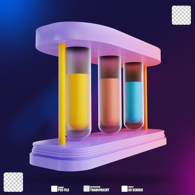 3D illustration colorful test tube 2