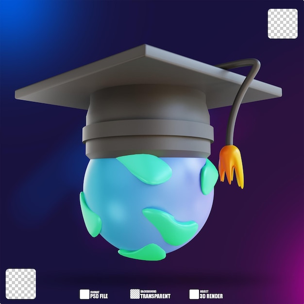 PSD 3d illustration colorful world graduation