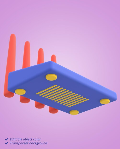 PSD 3d illustration of a computer network router