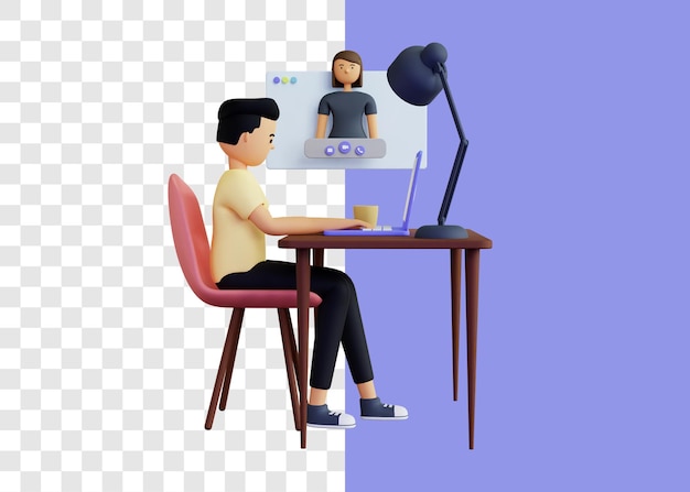 3d illustration concept of video call with girlfriend