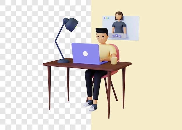 PSD 3d illustration concept video call chat conference