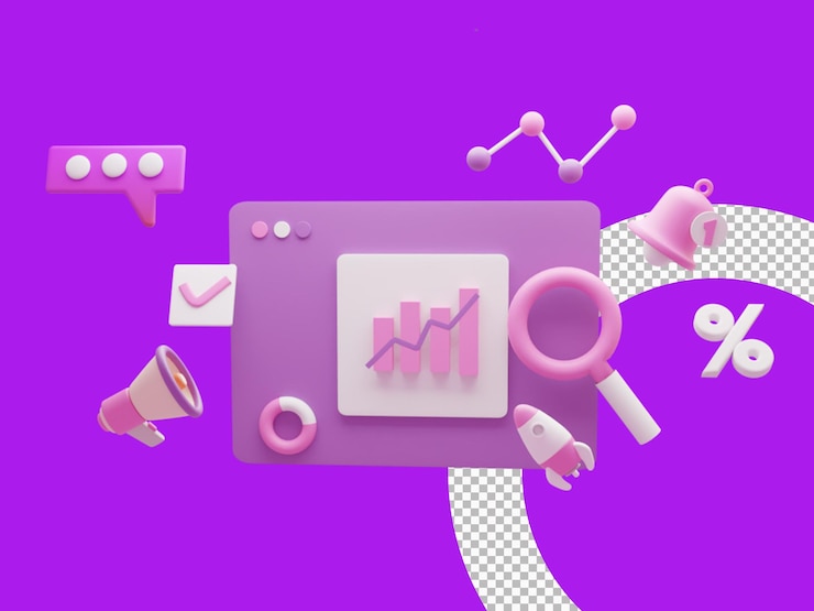 PSD концепция 3d иллюстрации аналитика веб-сайтов и инструменты онлайн-маркетинга статистика данных премиум psd