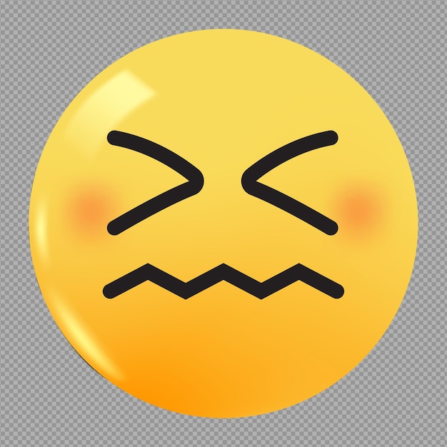 PSD 3d illustration of confounded face emoji icon in transparent background