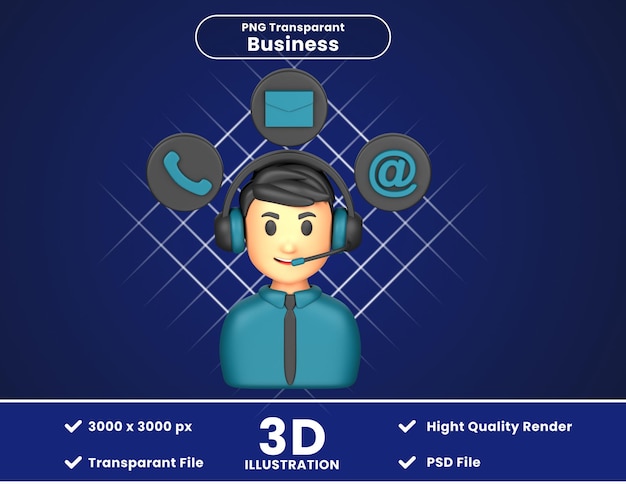 PSD 3d illustration of contact us