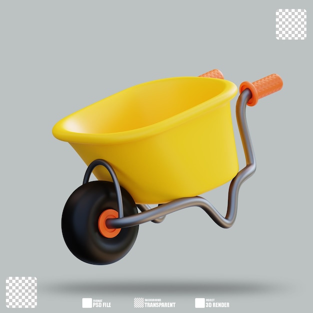 PSD 3d illustration contruction wheelbarrow 3