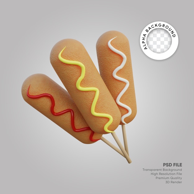 3d illustration corn dog