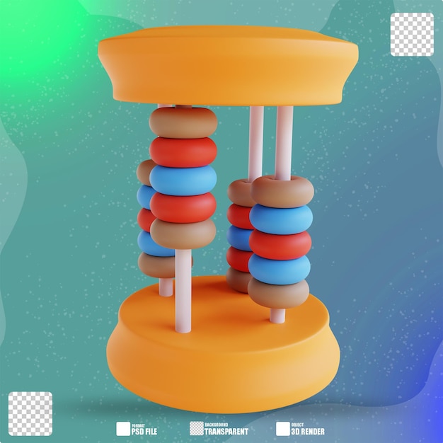 3d illustration counting toy 3