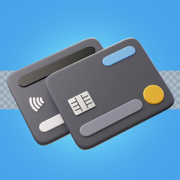 PSD 3d illustration credit card with chip