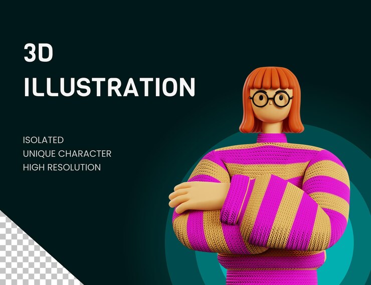 PSD 3d illustration crossed arm pose